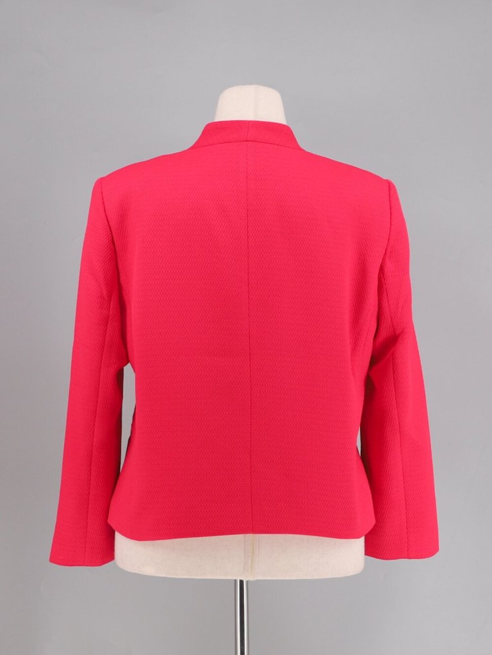 ANN TAYLOR Cropped Open Front Woven Blazer Candy Red Size 14 - Picture 4 of 7